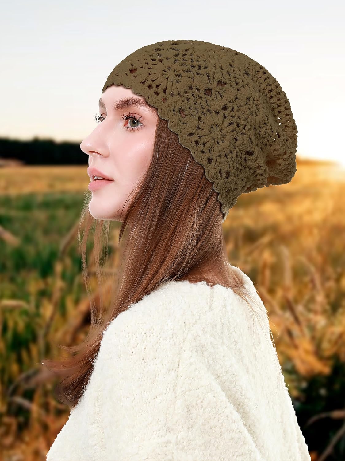 sy soul young Gorro de algodón de ganchillo para mujer, suave y hol...