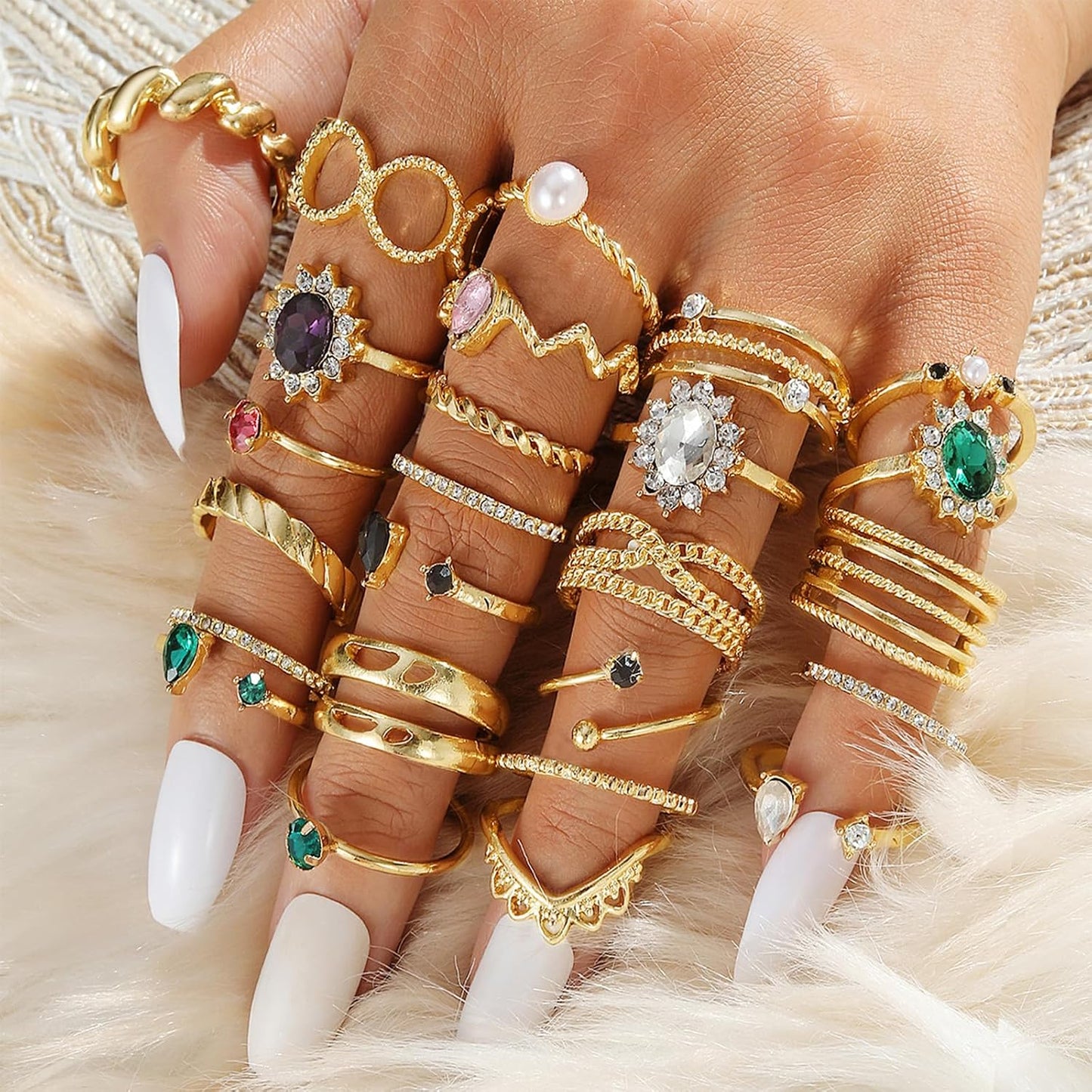 IFKM Juego de joyas chapadas en oro para mujer, collares de múltipl...