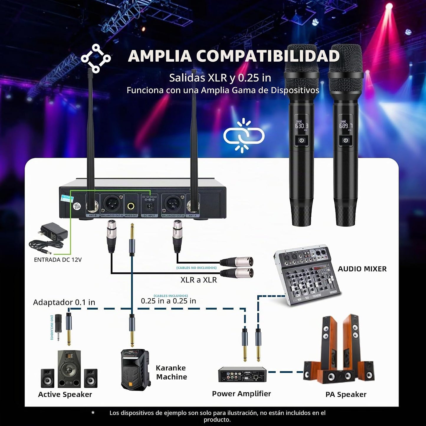 Loewieta - Sistema de micrófono inalámbrico profesional, 500 pies d...