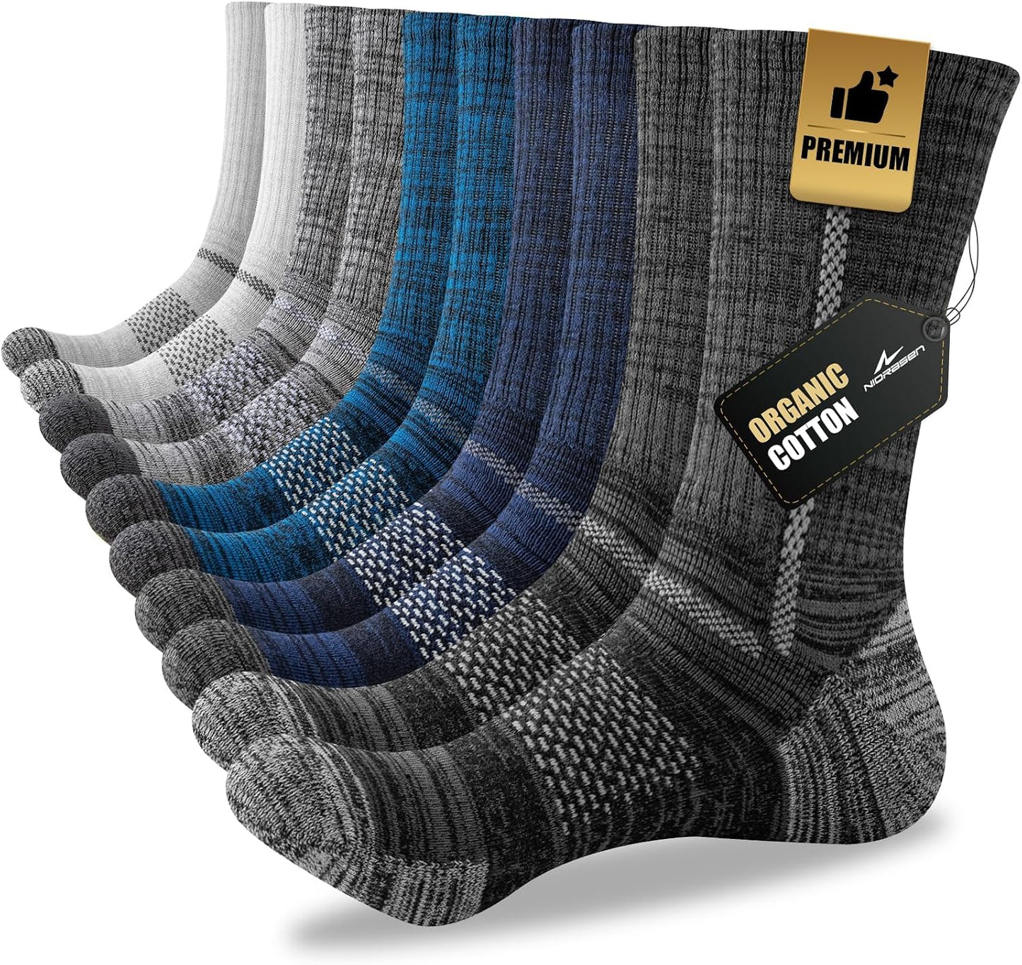 Niorasen Calcetines de trabajo de algodón para hombre, 5 pares de c...