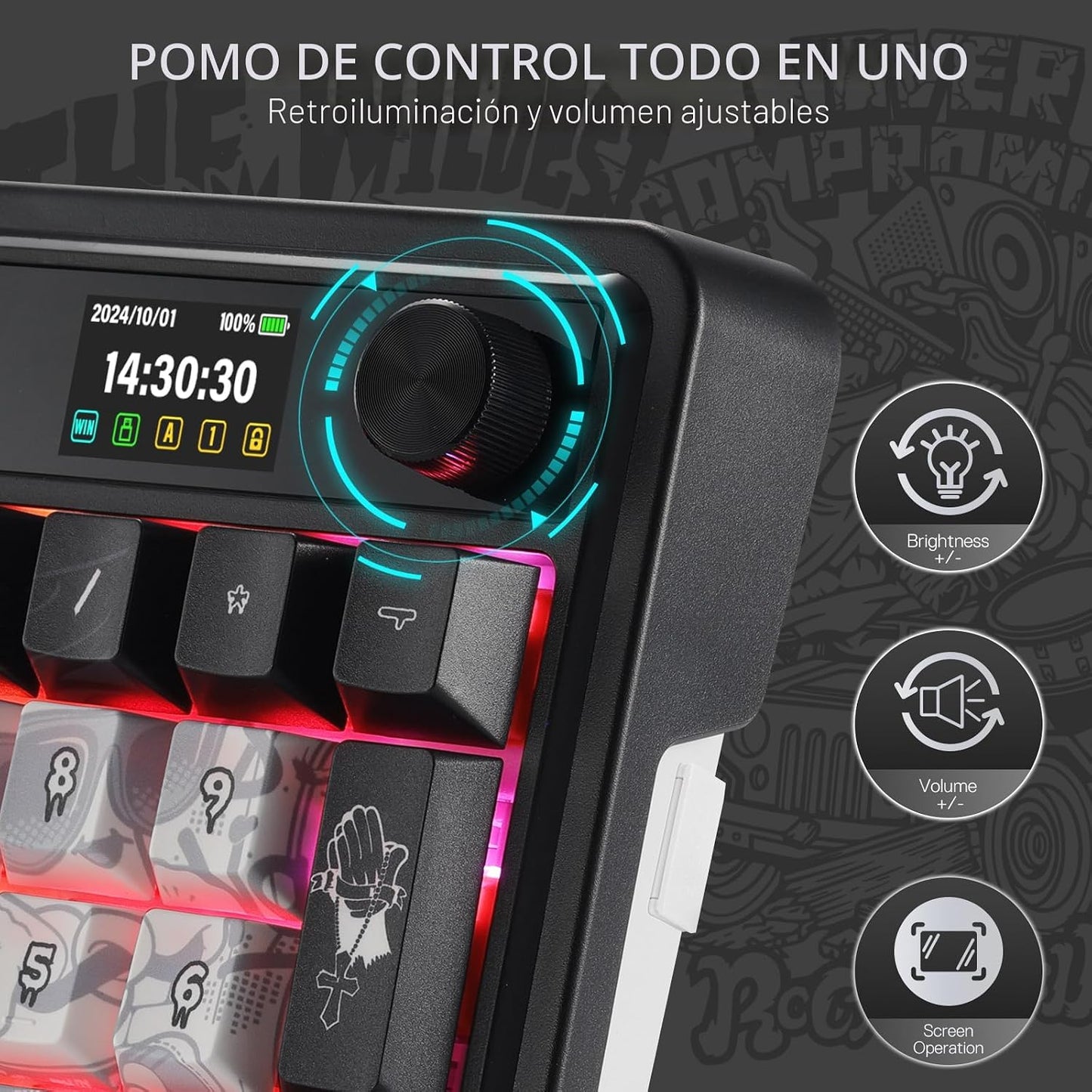 Redragon K719 PRO Teclado Gaming Inalámbrico con Gasket con Pantall...