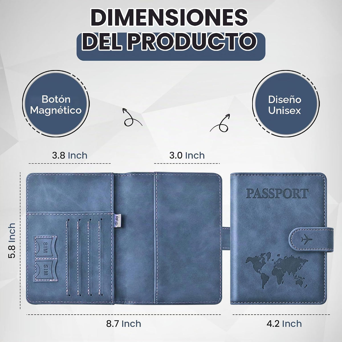Soporte para pasaporte para artículos esenciales de viaje, funda ti...