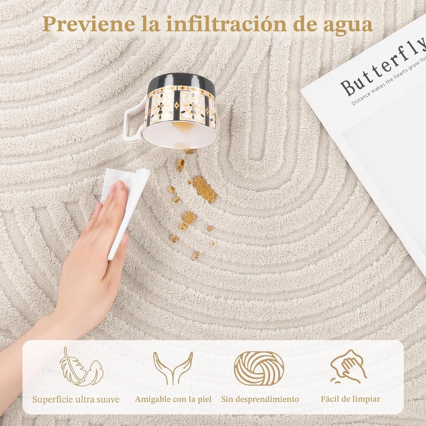 Pauwer - Alfombra de área de 5 x 7 pies para sala de estar, moderna...