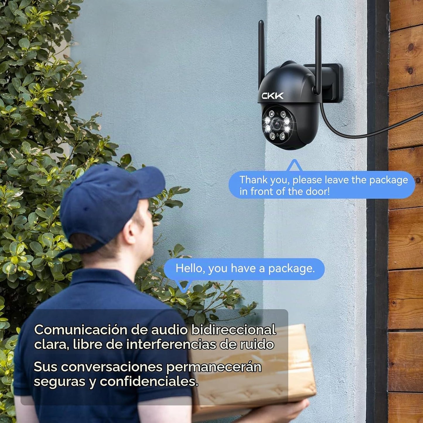 CKK Cámara de seguridad 2K al aire libre, 3MP WiFi Cámaras de segur...