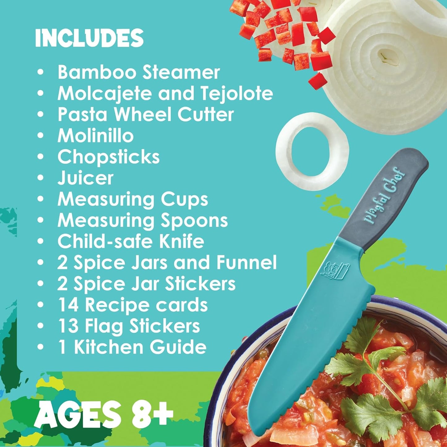 MindWare Playful Chef Foods of The World Kit de cocina para niños,...
