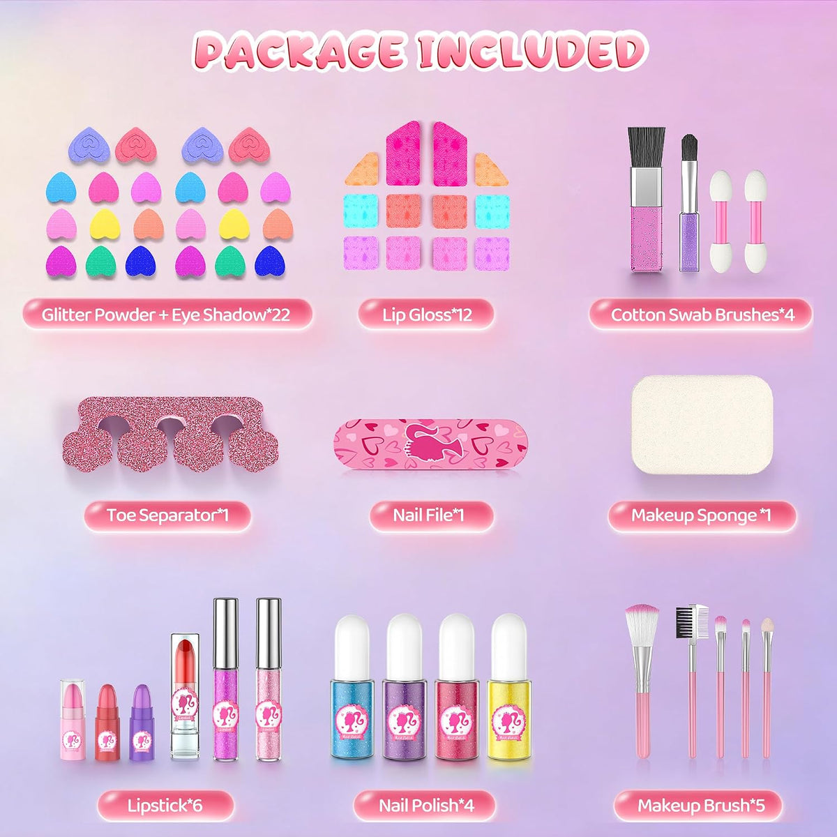 Kit de maquillaje para niños, 59 piezas, para niñas, cosméticos aut...