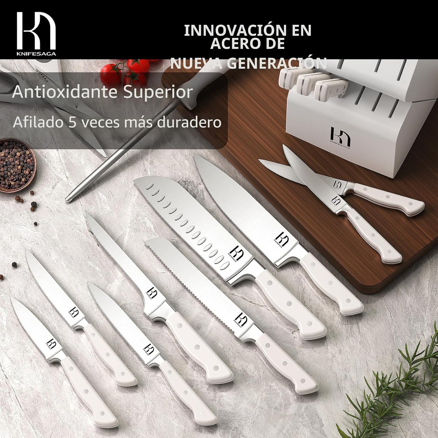 KnifeSaga Juego de Bloque de Cuchillos de Cocina, Juego de Cuchillo...