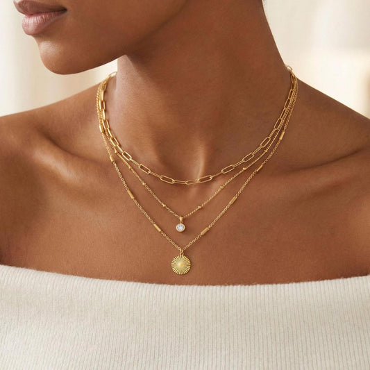 Voduim Collares en capas para mujer, delicado collar de oro apilado...