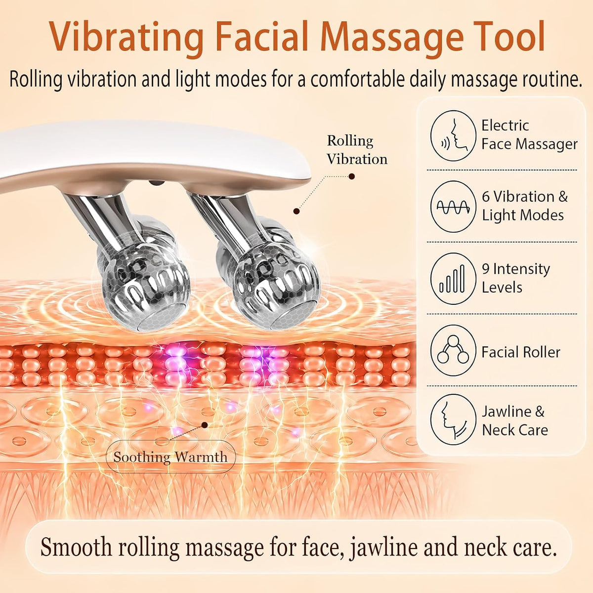 SZMDLX Herramienta de masajeador facial inalámbrico, rodillo facial...