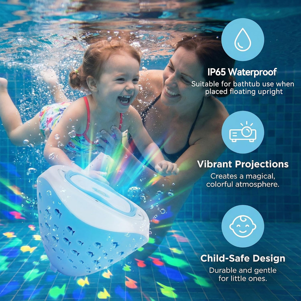 Cambk - Luz impermeable para bañera para niños, funciona con pilas...