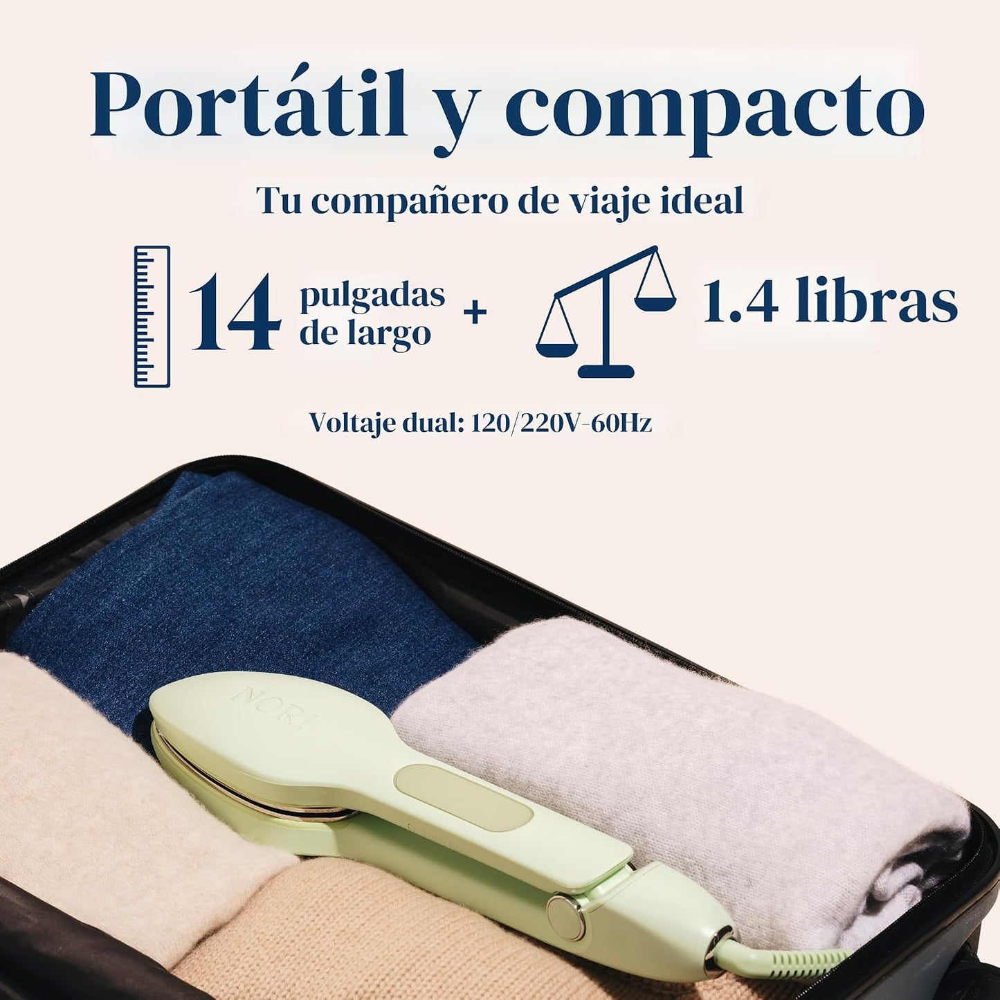 Nori Press - Plancha de vapor de viaje, plancha de mano con 6 ajust...
