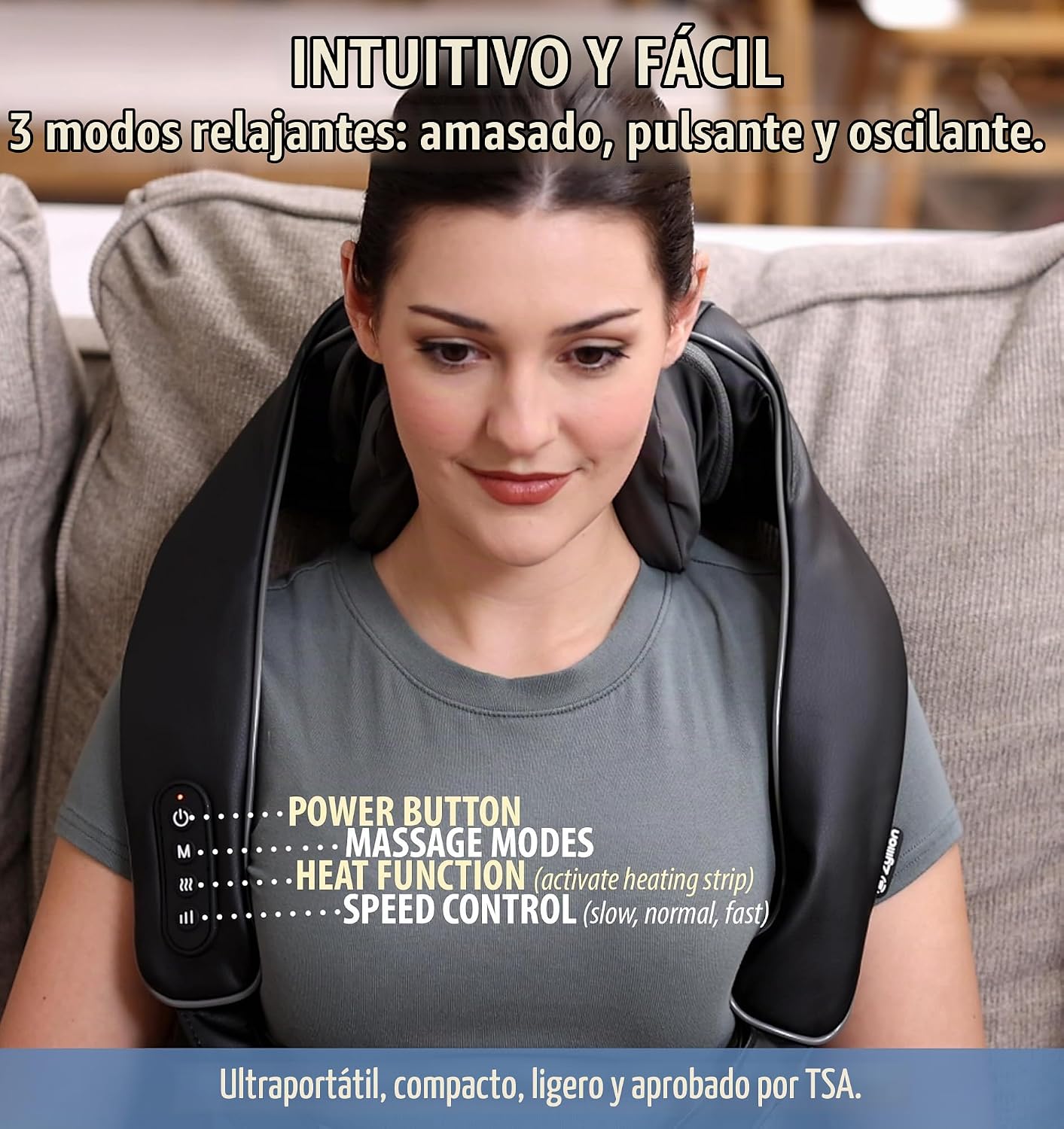 Zyllion ZMA-36 Masajeador de cuello y hombros con calor para alivia...
