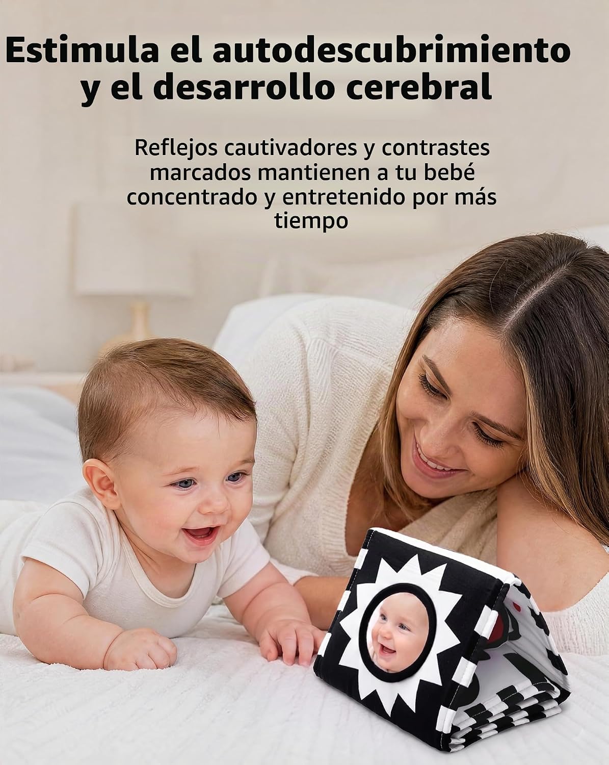 Yeeeasy Libros de bebé en blanco y negro para recién nacidos de 0 a...