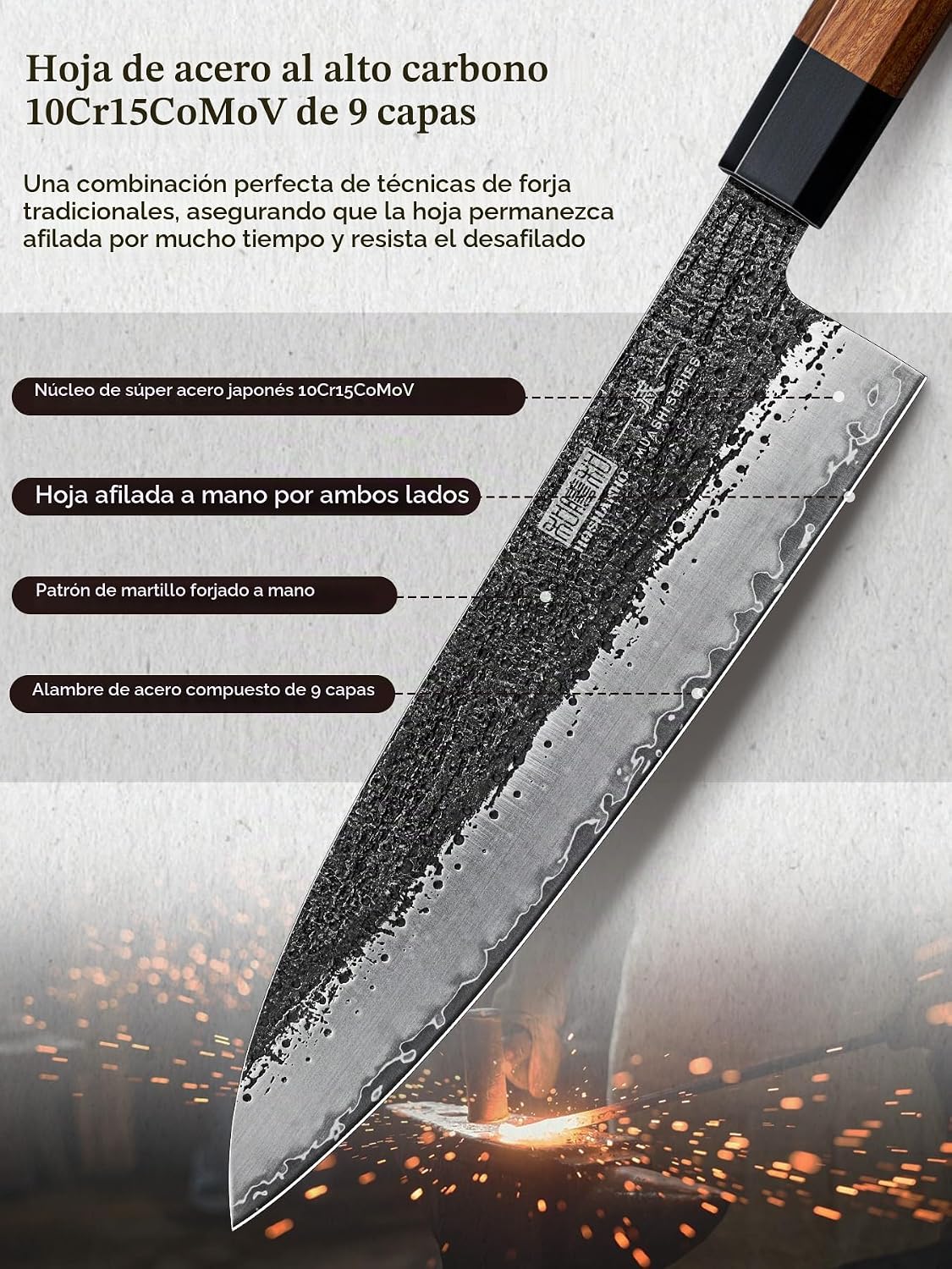 HOSHANHO Juego de cuchillos de cocina japoneses 10CR15MOV, juego de...