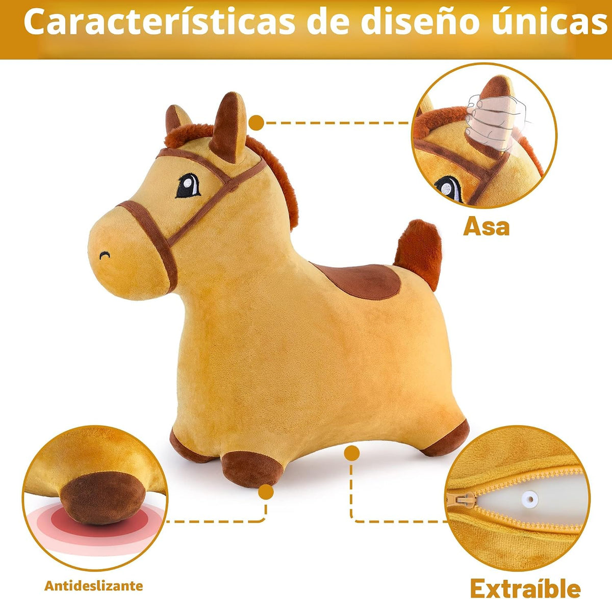 Caballo saltarín iPlay, iLearn, caballo de juguete de felpa cubiert...