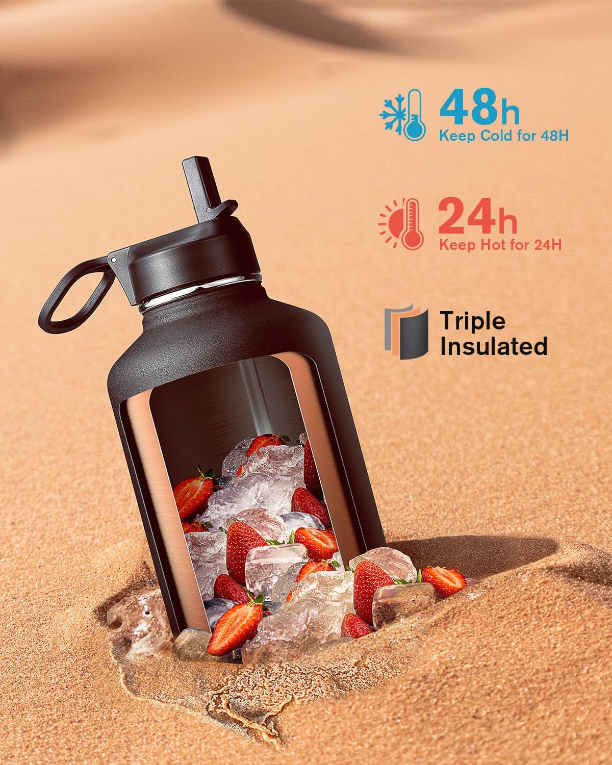 Coolflask Botella de agua aislada de 32 onzas, lavanda y botella de...