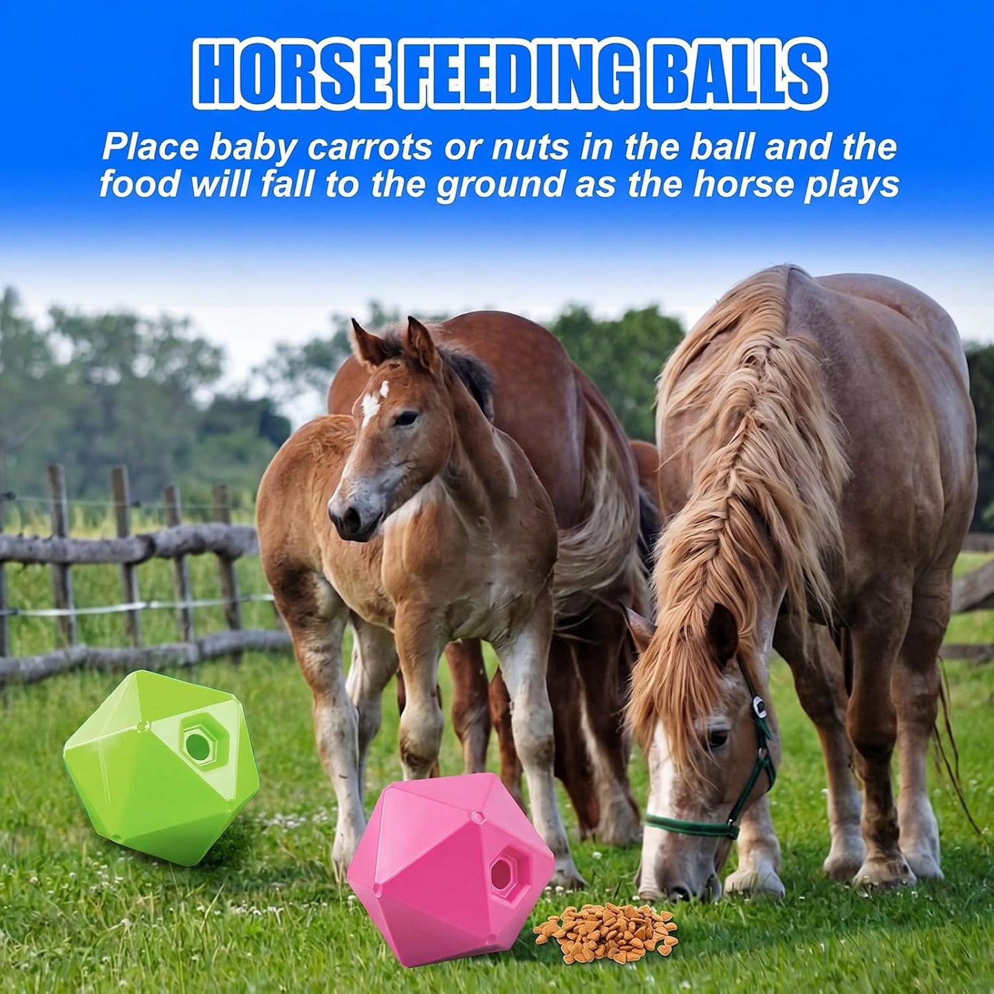 Seenelling Paquete de 2 bolas de golosinas para caballos, juguete a...