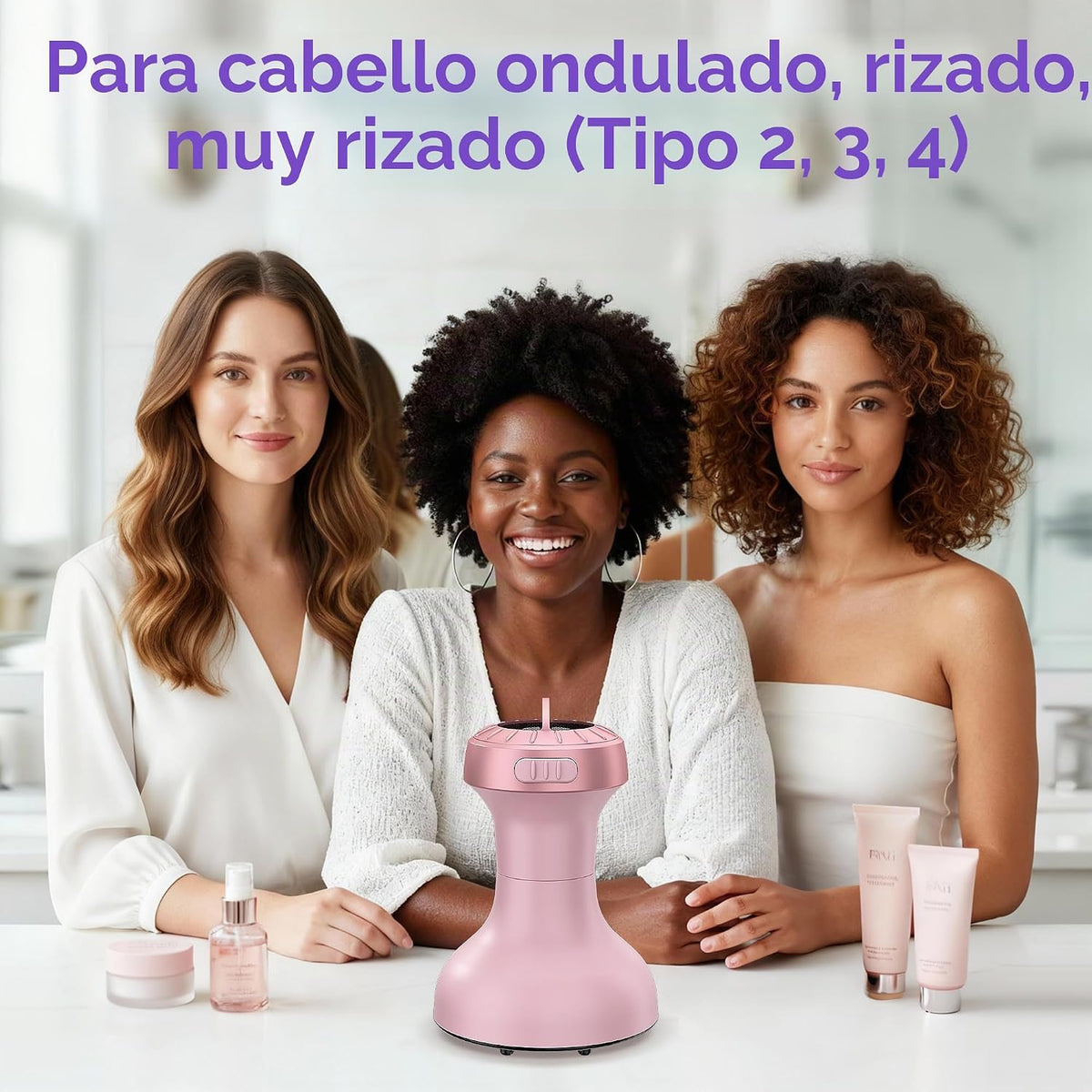 Secador de pelo 2 en 1 con difusor para cabello rizado, 800 W, colo...