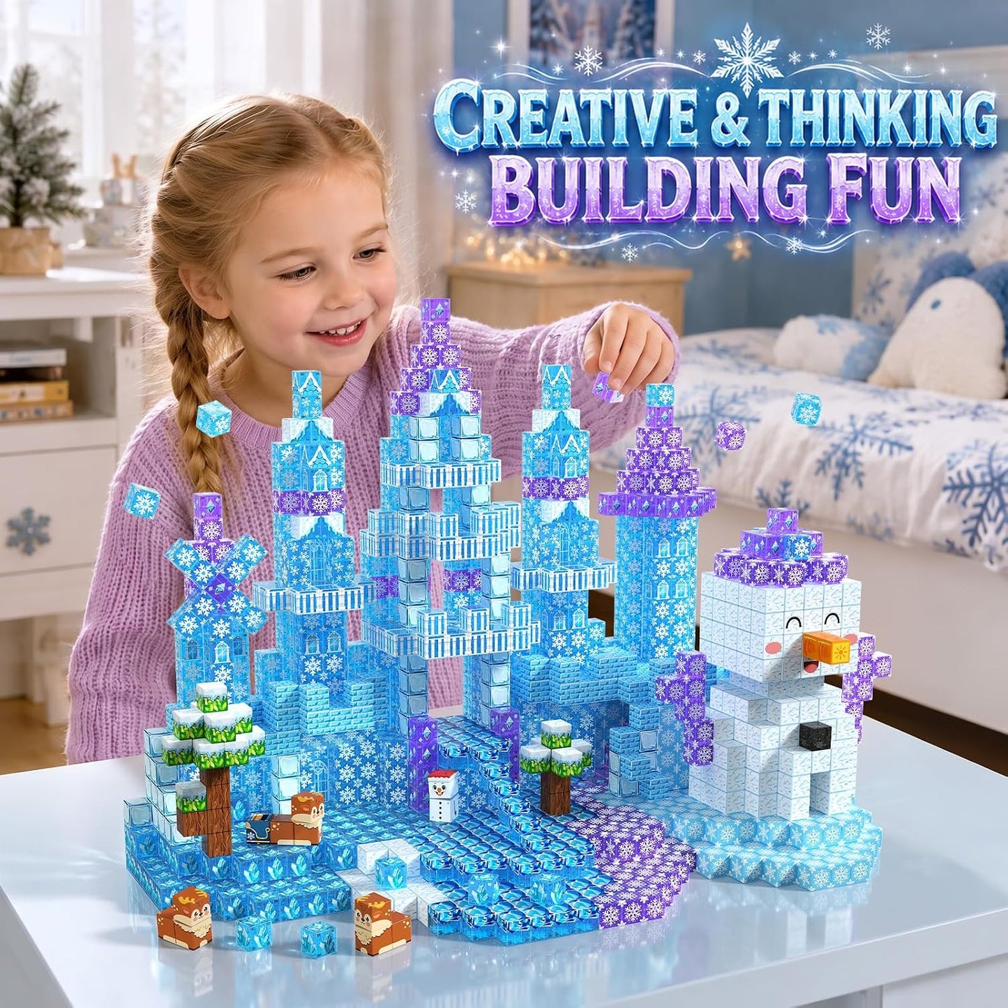 Laoren Bloques de construcción magnéticos STEM Toy Magnet Cubes par...