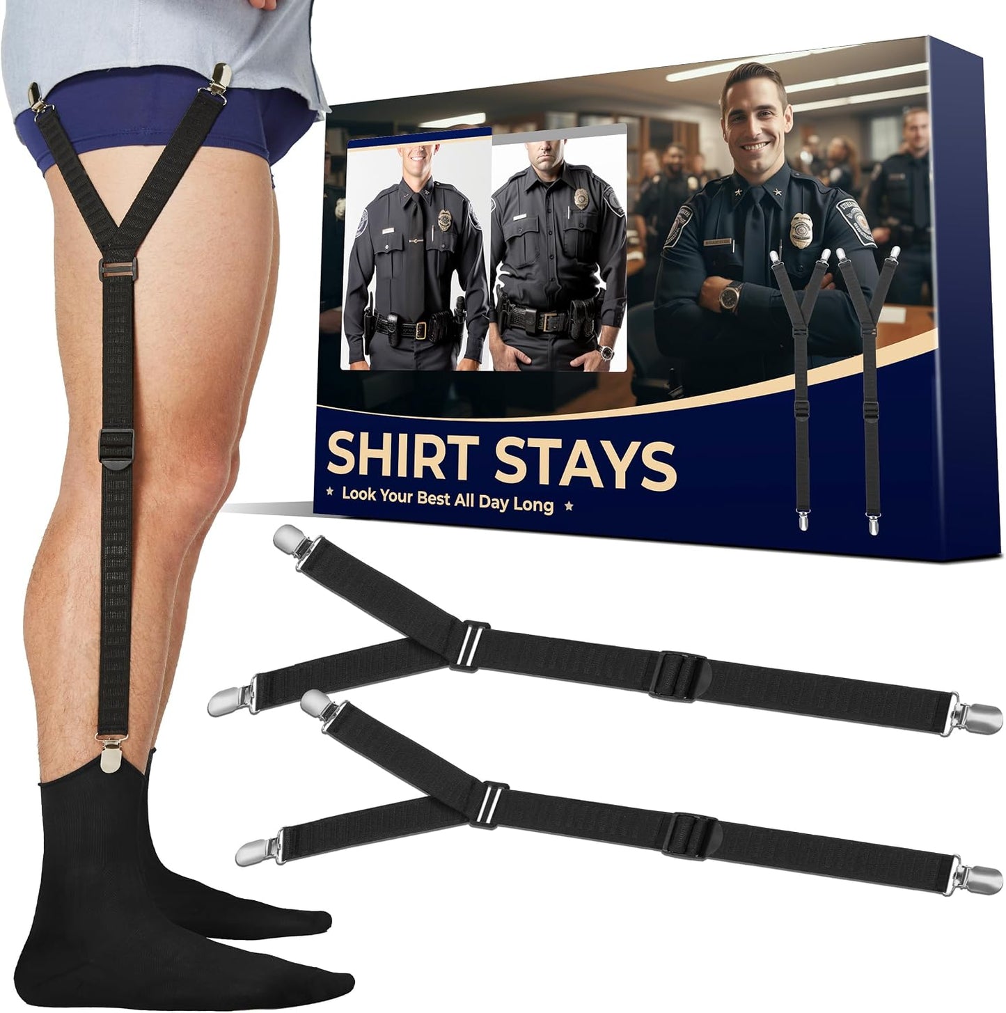 Tirantes de Camisa Ajustables Suaves y Lisos Elásticos con Clips An...