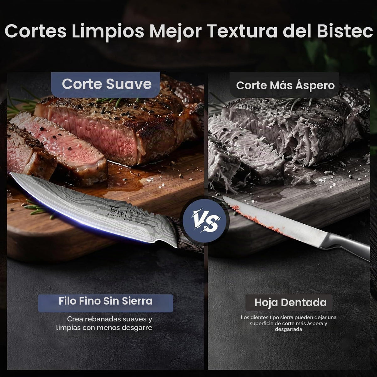 SYOKAMI 2026 Juego de 6 cuchillos para carne mejorados con bloque p...