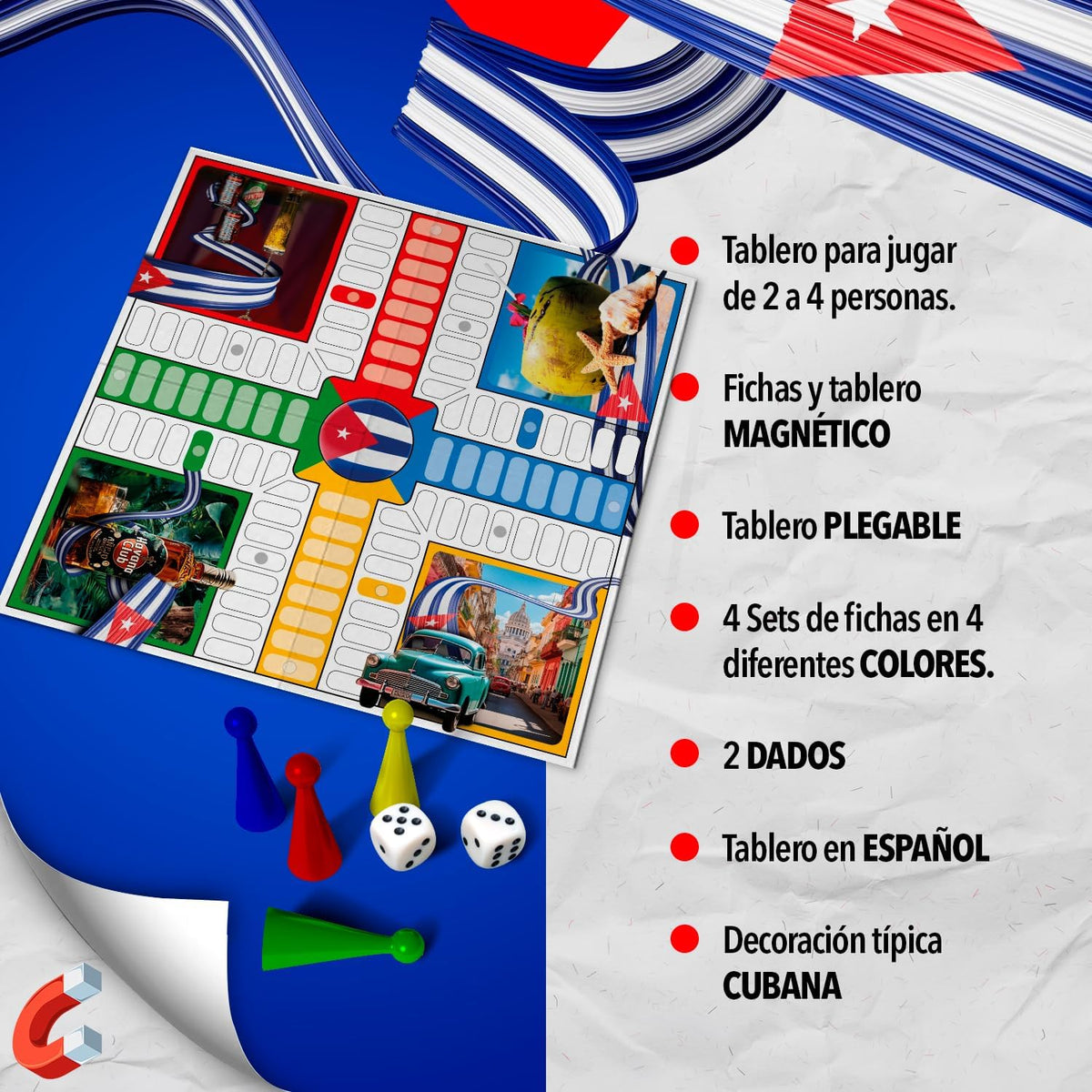 PAP Products Juego de Parchís Cubano Magnético Original \u2013 Jueg...