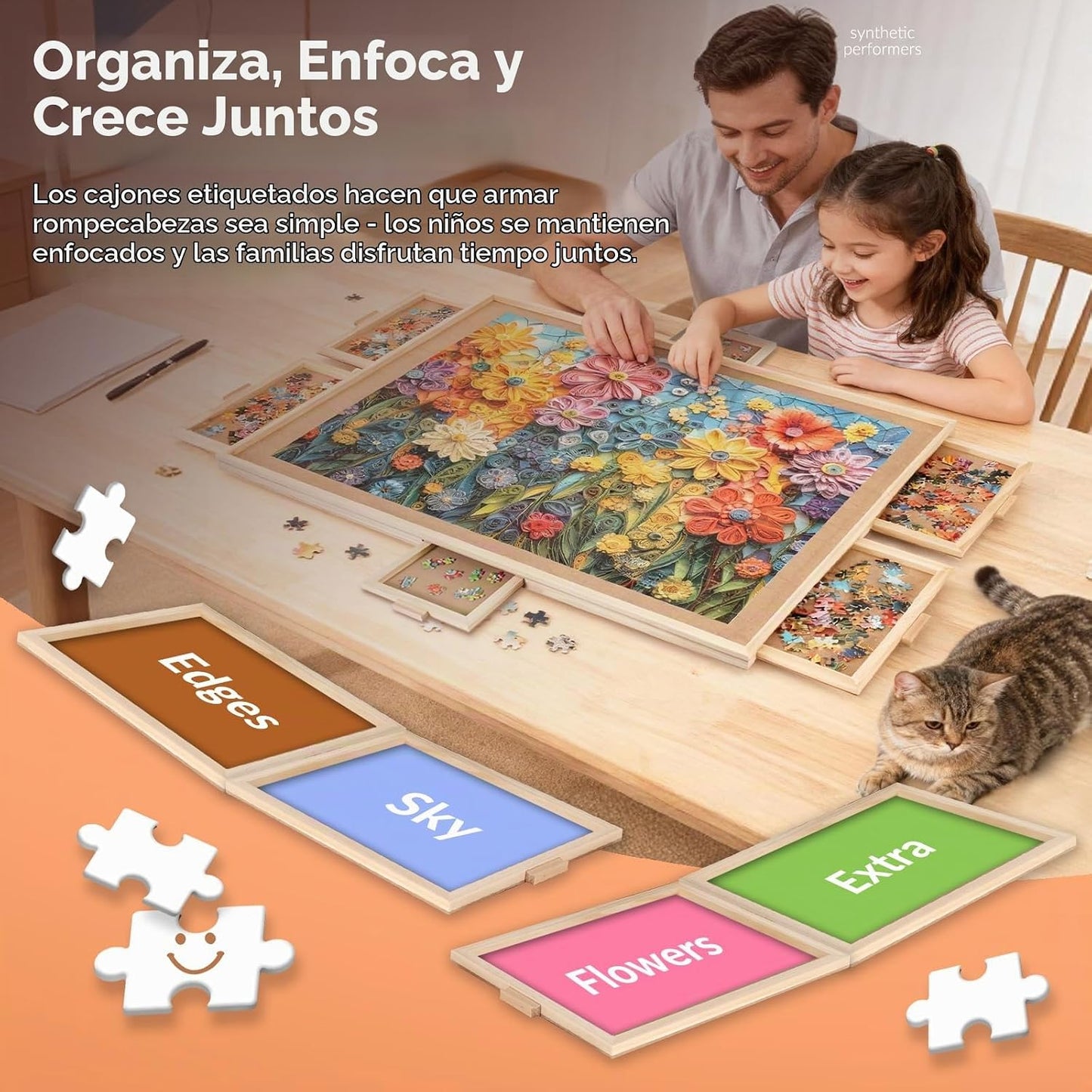 ALL4JIG Tablero giratorio de rompecabezas de 2000 piezas con 6 cajo...