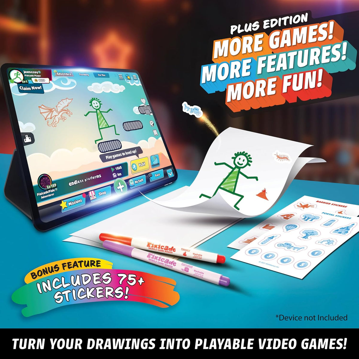 Abacus Brands Pixicade+ | ¡Convierte dibujos en videojuegos jugable...