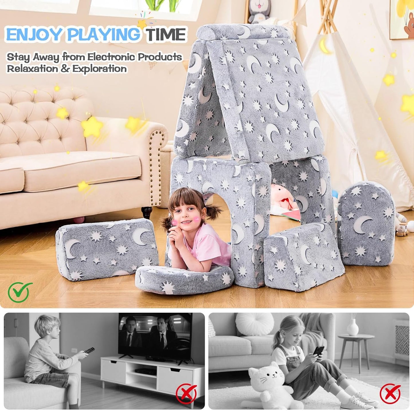 Sofá Modular para Niños de IFNOW, Sofá para Niños Pequeños, Sofá Se...