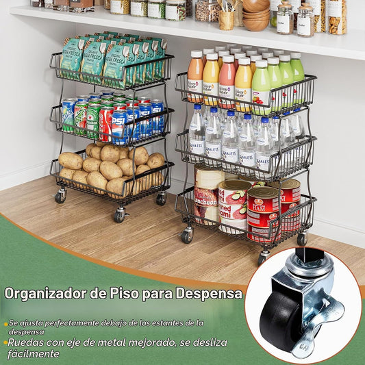 OKZEST Organizadores de despensa y carrito de almacenamiento con ru...