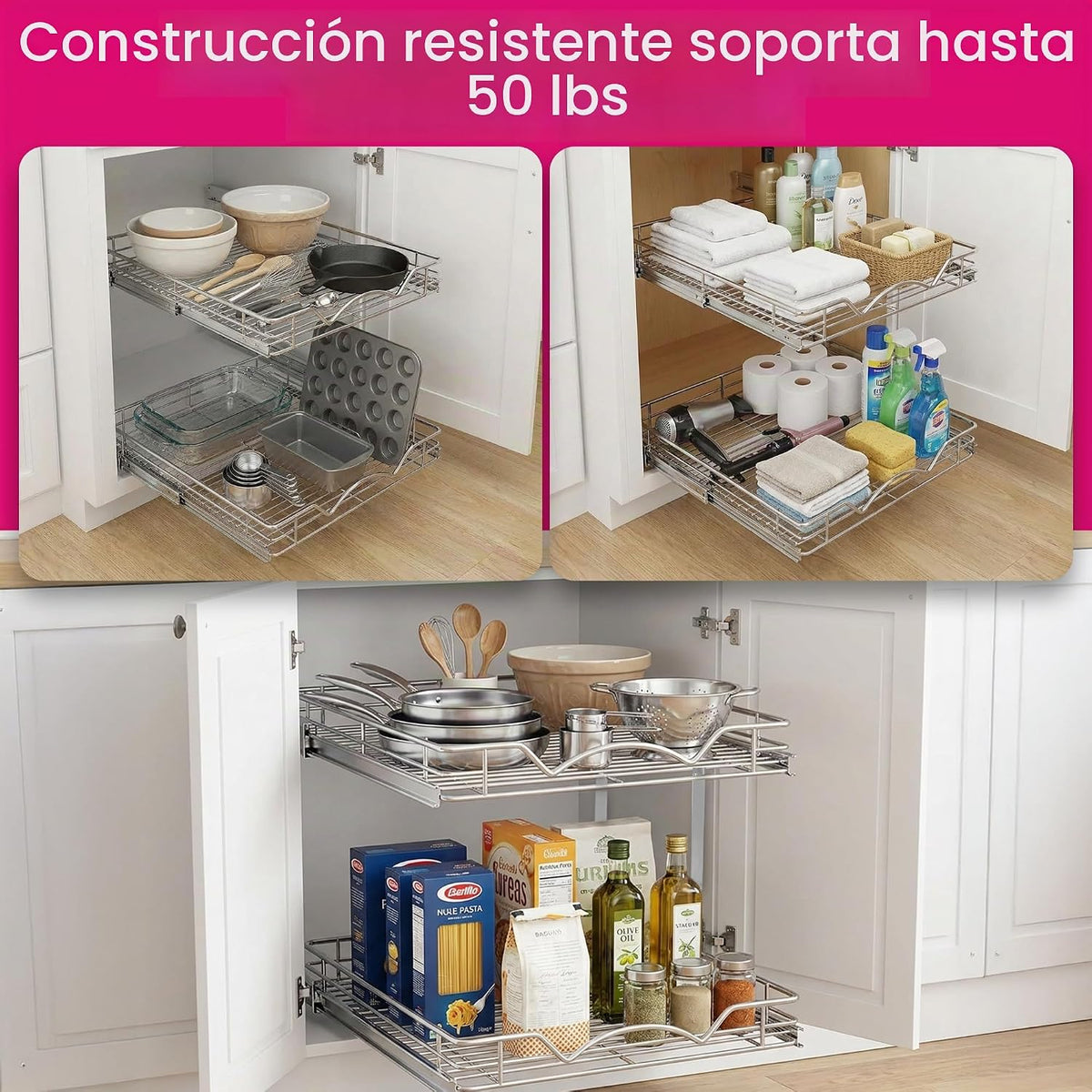 HOLDN\u2019 STORAGE Organizador de cajones extraíbles de dos nivele...