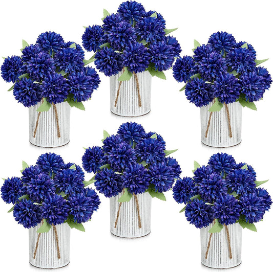 SEKNHOP Centros de mesa de flores prefabricados, juego de 6 crisant...