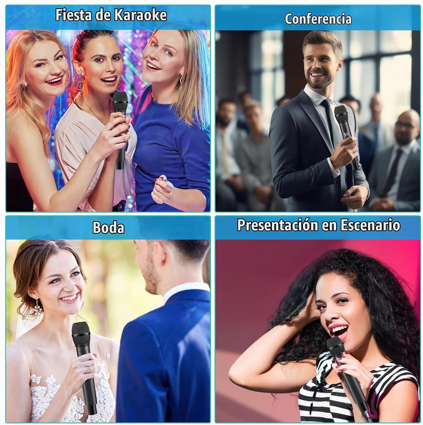 RXSKERTL Micrófono para cantar, sistema de micrófono inalámbrico, d...