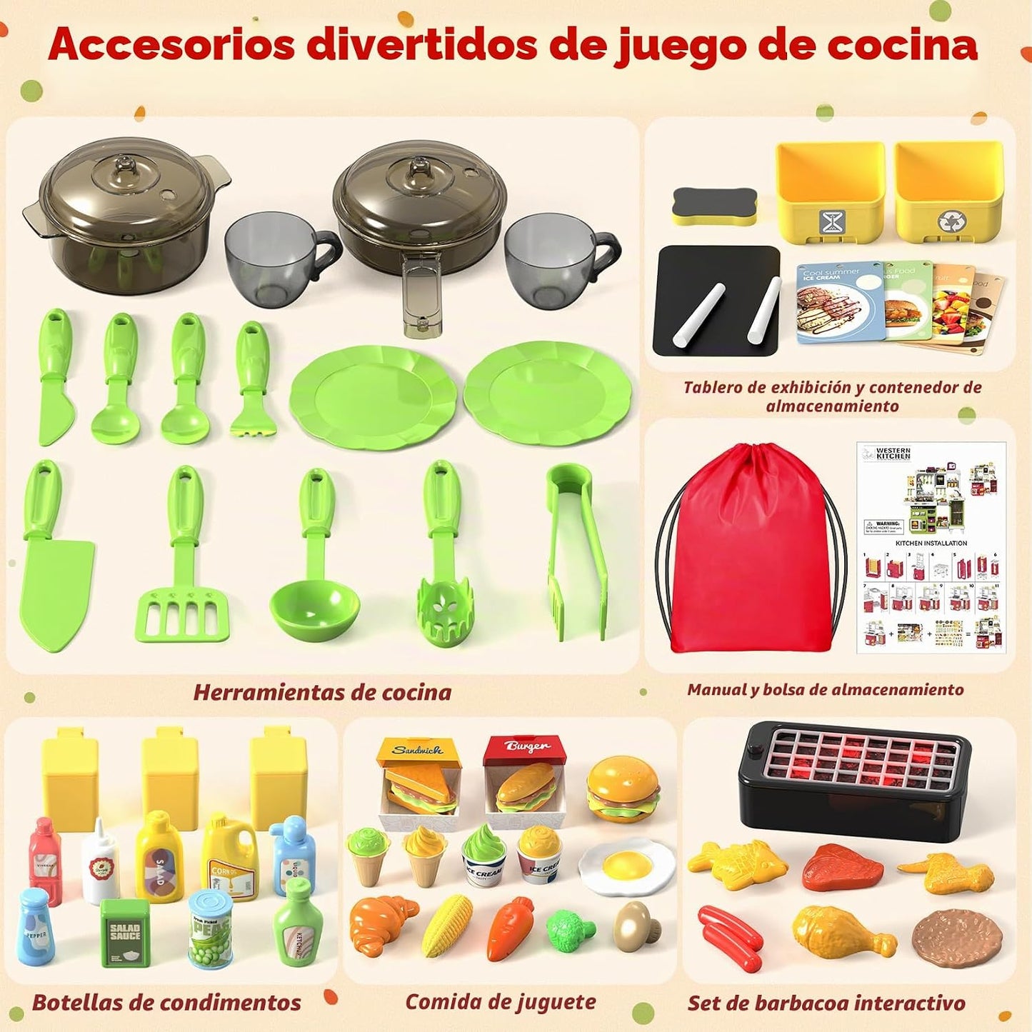 Juego de cocina para niños con luces, sonidos y vapor, juego de coc...