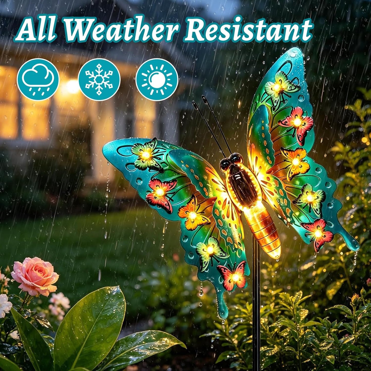 Luces solares de mariposa para exteriores, grandes luces de metal p...