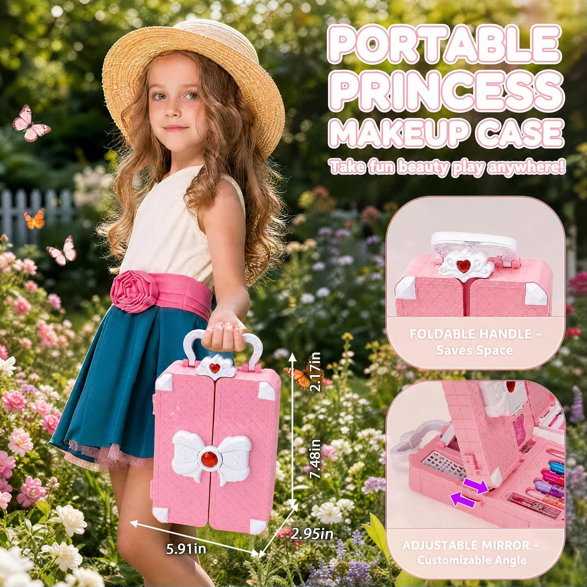 Kit de maquillaje infantil de 75 piezas para niñas, juego de maquil...