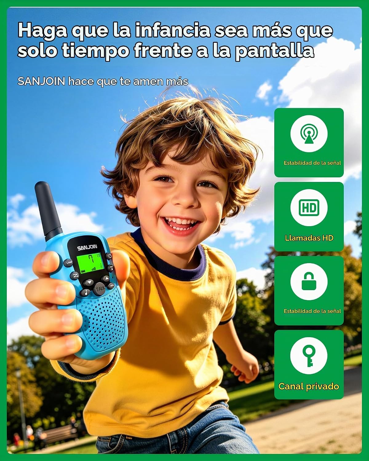 Walkie Talkies para Niños Recargables, 2000 mAh Duración de 3-4 Día...