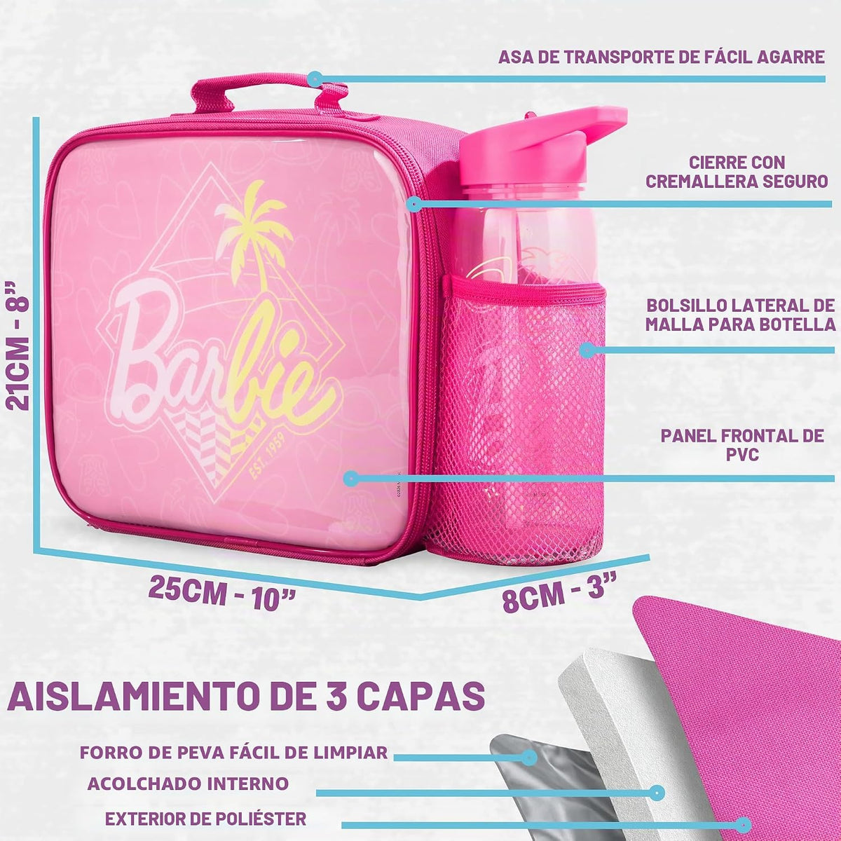 Get Trend Juego de 3 piezas de bolsa de almuerzo, caja bento y bote...