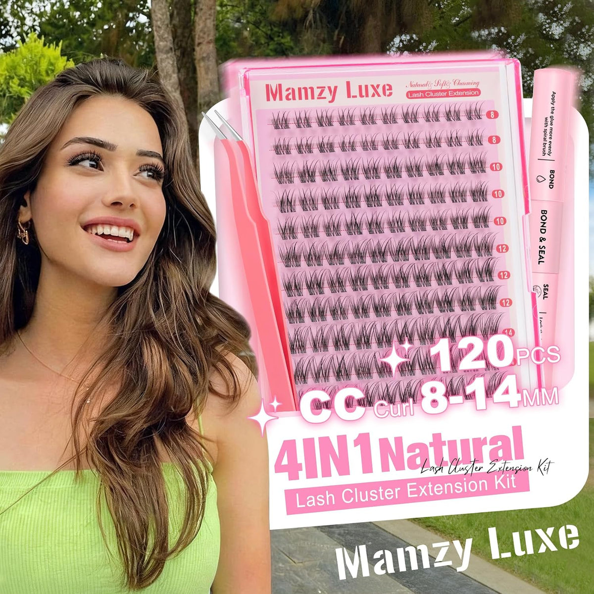 Kit de racimos de pestañas naturales Mamzy Luxe, racimos de pestaña...