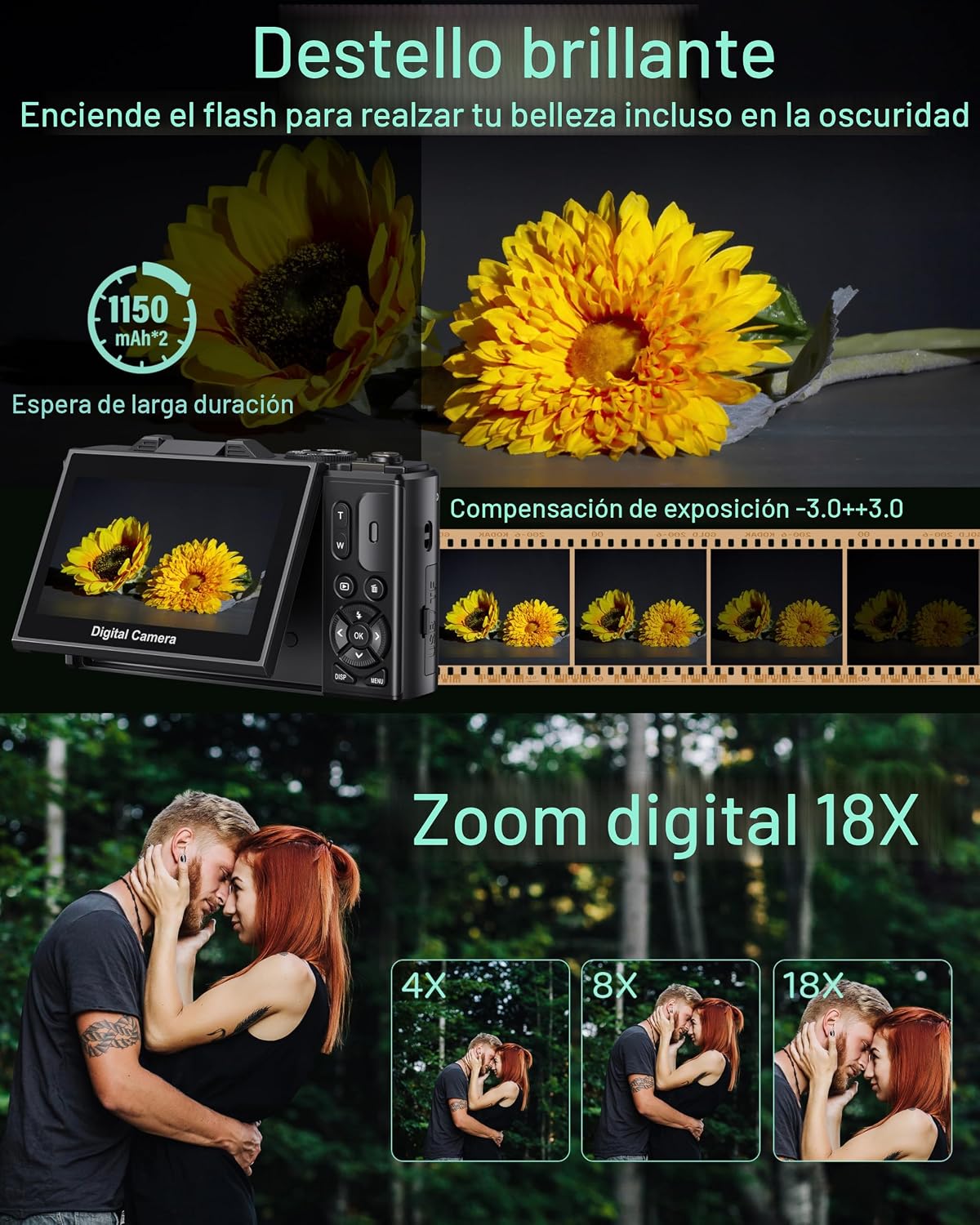 Cámara digital Cámaras WiFi 5K para fotografía 75MP UHD Autofocus V...