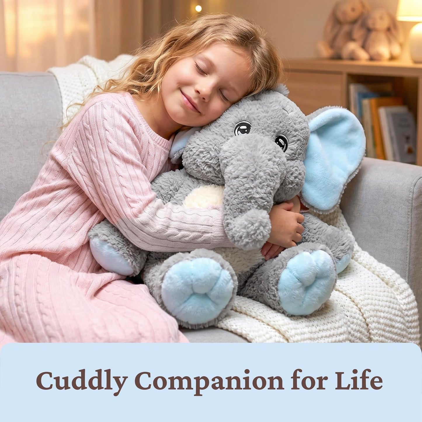 IKASA Juguete de peluche de elefante grande, 22.5 pulgadas, lindos...