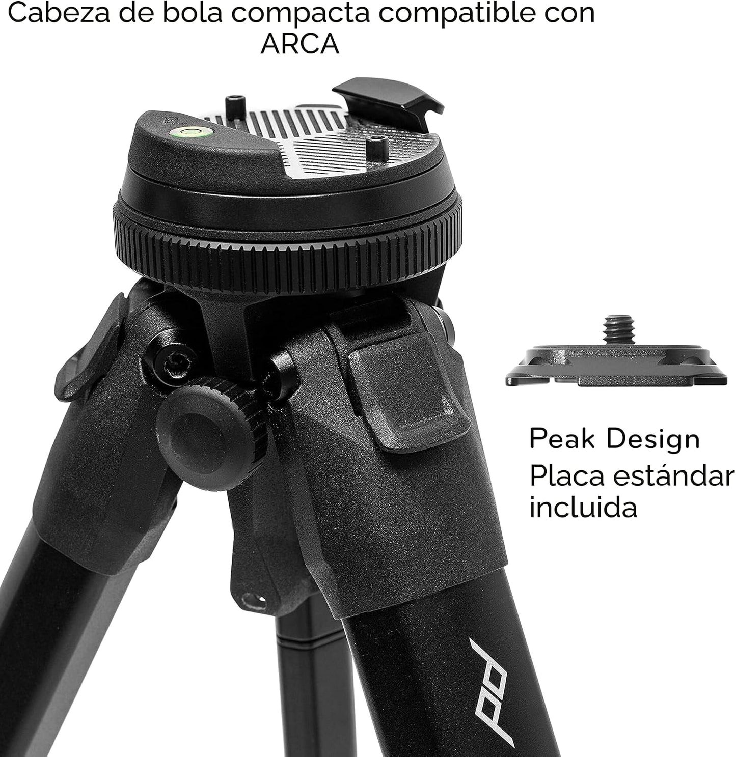 Peak Design Trípode de viaje, fibra de carbono, diseño compacto, co...