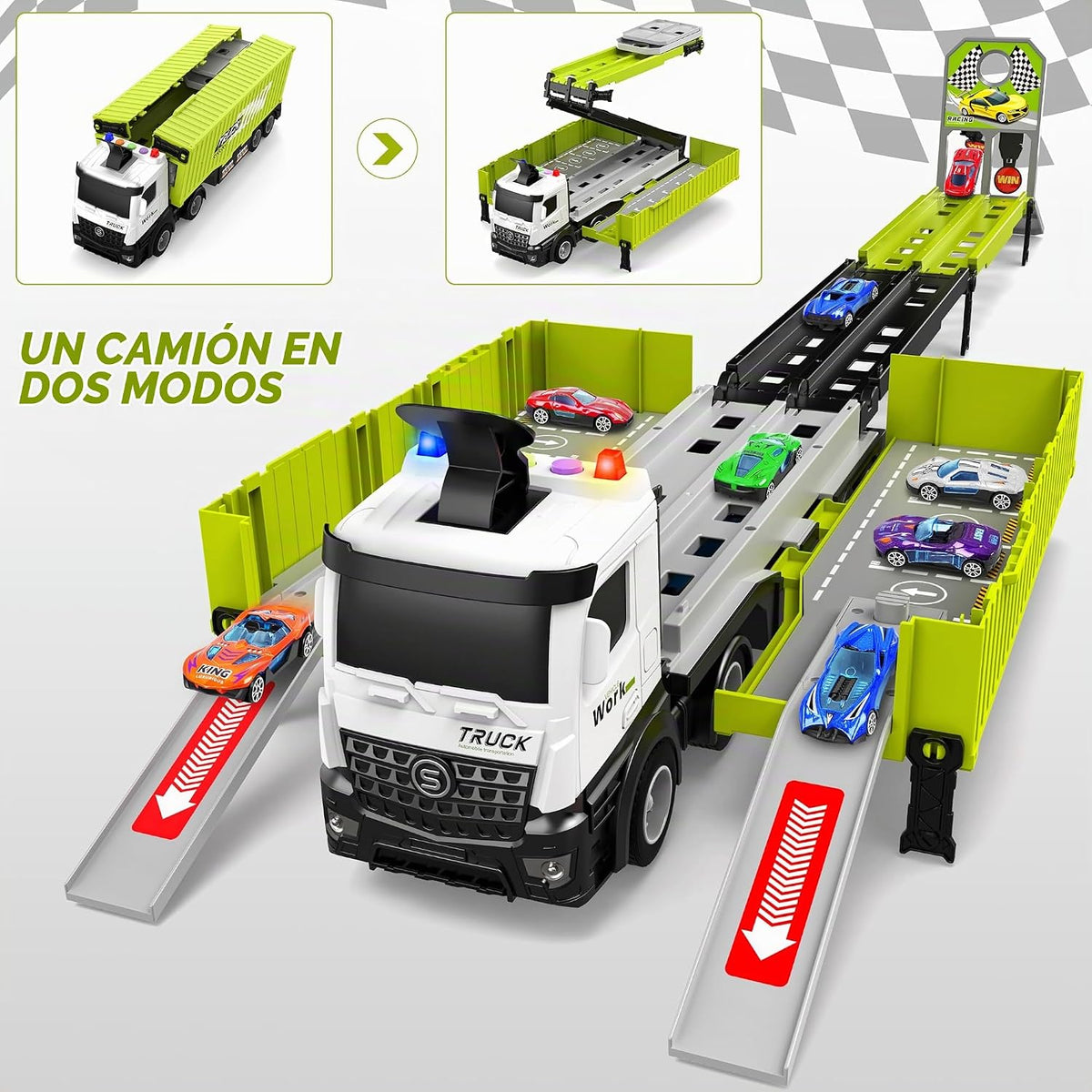 Pista de Carreras de Camión Transportador Juguetes para Niños, Set...