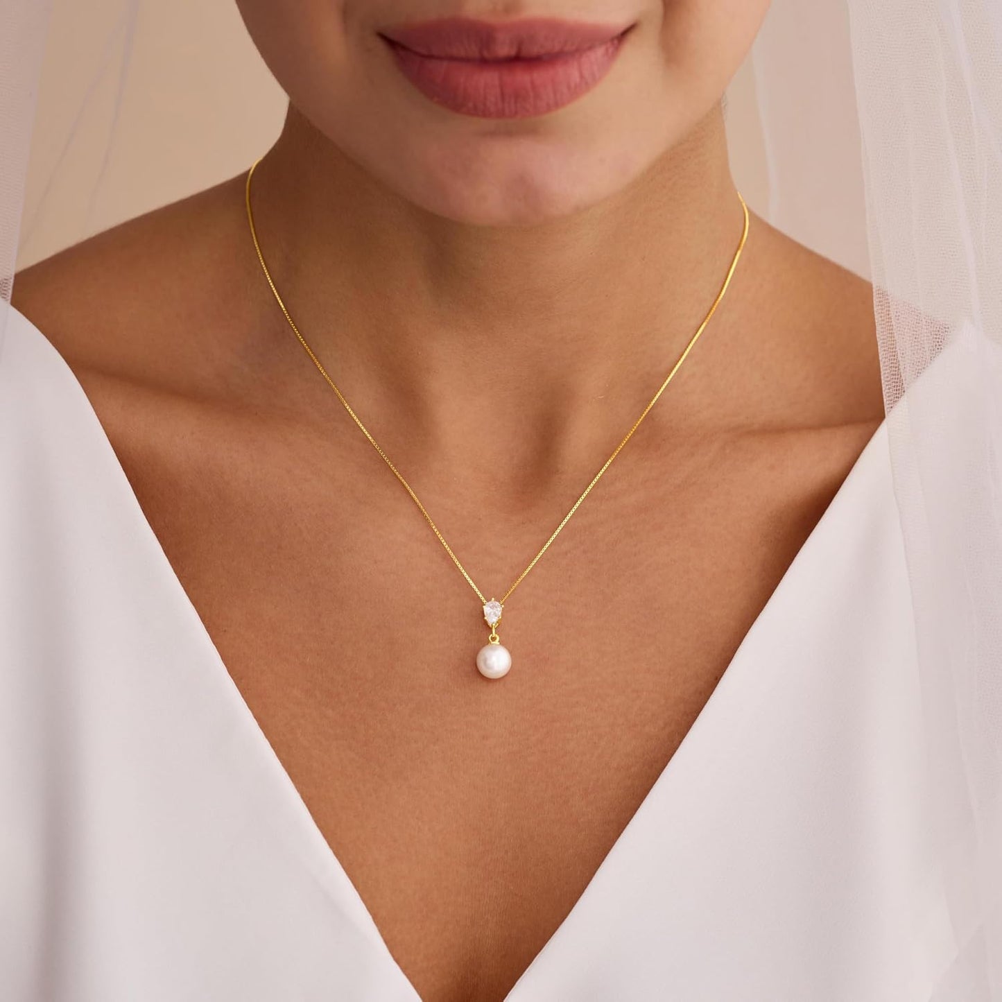 Eaciy Collares de perlas para mujer, modernos, chapados en oro de 1...