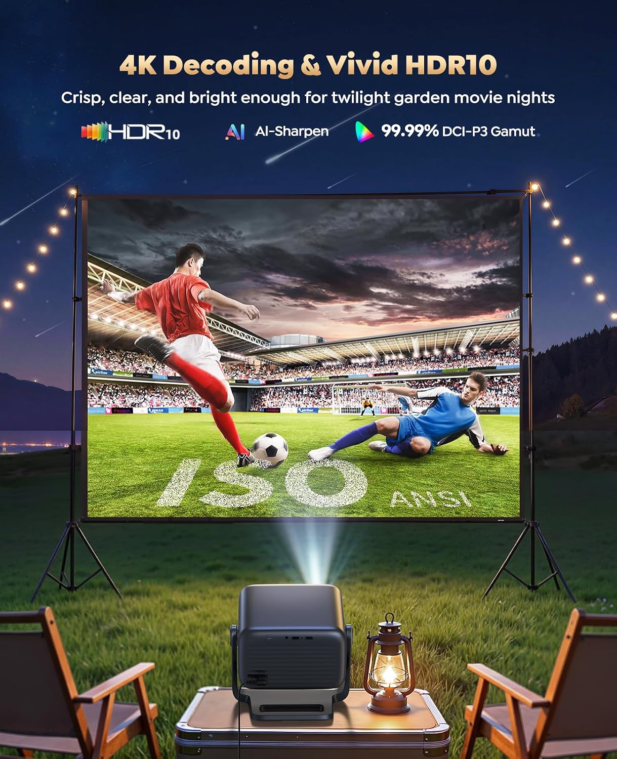 Proyector inteligente 4K [Google TV Stick integrado y soporte de 36...