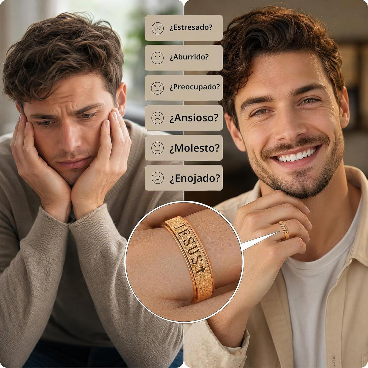 Anillo de ansiedad giratorio para mujeres: juguetes para jugar con...