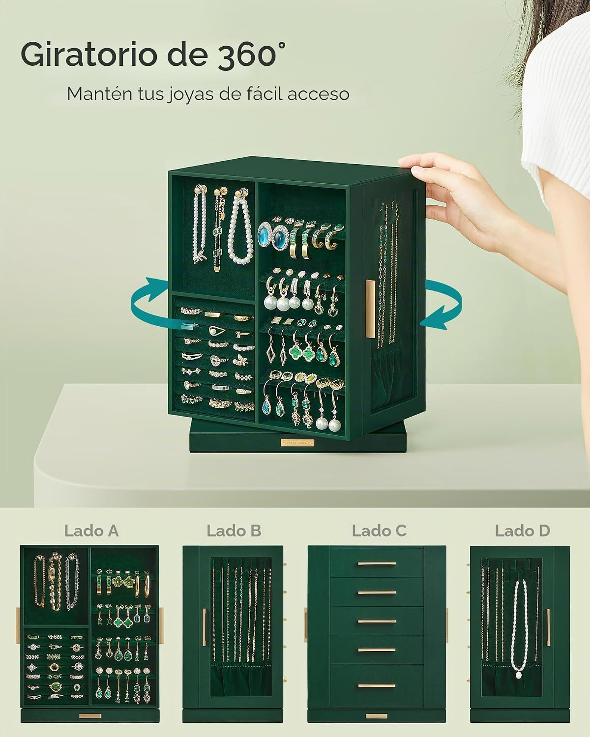 SONGMICS GISELLA Collection UJBC170C01 - Joyero organizador con rot...