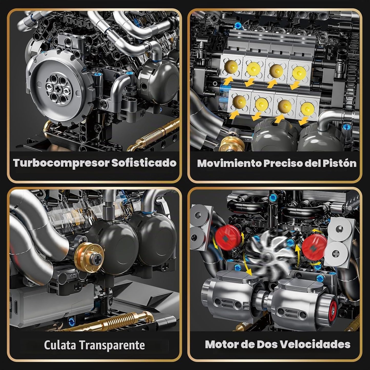 BseSparklion Juego de bloques de construcción de motor W16 para adu...