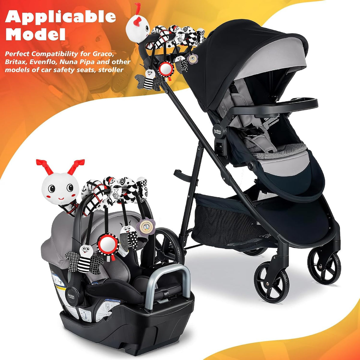 Zendstanding Juguetes de Asiento de Coche para Bebés, Cochecito de...