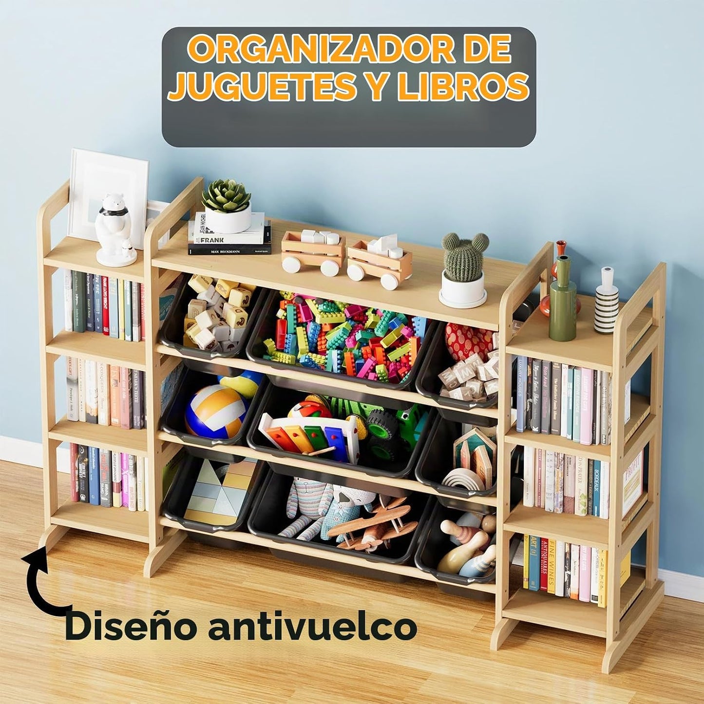 SpaceAid Organizador grande de almacenamiento de juguetes, 9 estant...